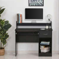 HOMCOM Modern Wooden Computer Desk Workstation with Keyboard Tray, Drawer & Monitor Stand for Home Office, Study(m-8)