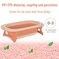 HOMCOM Ergonomische Babybadewanne , faltbare Babywanne , Badewanne für Babies, Kunststoff, Rosa, 84,5 x 50,5 x 24 cm(m-4)