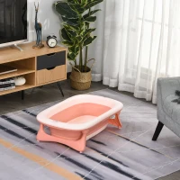 HOMCOM Ergonomische Babybadewanne , faltbare Babywanne , Badewanne für Babies, Kunststoff, Rosa, 84,5 x 50,5 x 24 cm(m-2)