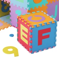 HOMCOM Foam Puzzle Play Mat 36pcs 180x180cm Interlocking Kid's EVA Floor Tiles with Alphabet and Numbers(m-5)