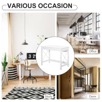 HOMCOM Rectangle Laptop Table Minimalist Style Home Office Computer Desk Writing Workstation, White Wood Grain(m-5)