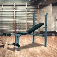 HOMCOM Banco de Musculación Banco de Pesas Maquina de Fitness Entrenar Musculos 165x68x114cm con Respaldo Regulable Espuma(m-2)