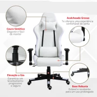 Vinsetto Silla Gaming Ergonómica Silla para Gamers Profesional Reclinable y Ajustable en Altura con Reposacabezas Cojín Lumbar Luz LED y Control Remoto 68x68x126-136 cm Blanco y Negro(m-8)