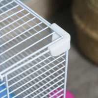 Pawhut 2 Tier Hamster Cage Carrier Habitat Small Animal House with Exercise Wheels Tunnel Tube Water Bottle Dishes House Ladder for Dwarf Mice, Blue(m-8)