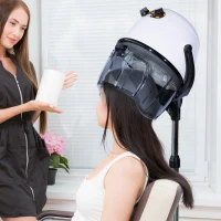 HOMCOM Professional Hair Dryer Adjustable Hooded Stand Up Hair Bonnet Dryer, Floor Standing Rolling Base with Wheels for Beauty Salon Equipment Home(m-6)