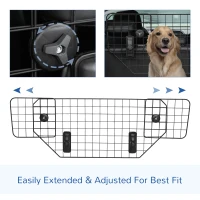 PawHut Dog Guard for Cars Adjustable Boot Barrier Metal Mesh Pet Headrest, 90-120W x 40.5H cm(m-7)