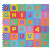 HOMCOM Foam Puzzle Play Mat 36pcs 180x180cm Interlocking Kid's EVA Floor Tiles with Alphabet and Numbers(m-7)