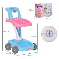 HOMCOM 23 PCS Kids Toy Cleaning Trolley Set Pretend Play Kit, Little Helper Tools, Sweeper Robert w/ Music & Light, Includes Broom, Mop, Bucket for 3-6 Years(m-3)