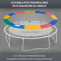 HOMCOM 12FT Replacement Trampoline Pad Thick Foam Safety Φ366cm Spring Cover Bounce Padding - Multi Coloured(m-5)