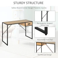 HOMCOM Birou Compact cu Design industrial cu 1 Sertar(m-5)