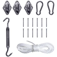 Outsunny Acessórios para Toldo Vela Corda Gancho Conjunto de Fixação Aço Inoxidável(m-1)