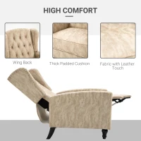 HOMCOM Studded PU Leather Reclining Armchair w/ Retractable Footrest Beige(m-5)