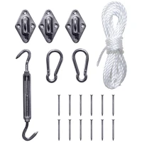 Outsunny Acessórios para Toldo Vela Corda Gancho Conjunto de Fixação Aço Inoxidável(m-2)
