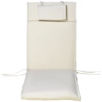 Outsunny Saltea pentru Sezlong Scaun pentru Soare de Gradina, Alb,Crem,198x53x5cm(m-11)