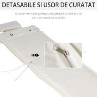Outsunny Saltea pentru Sezlong Scaun pentru Soare de Gradina, Alb,Crem,198x53x5cm(m-6)