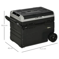 Outsunny Glacière électrique 50L portable, réfrigérateur congélateur avec lumière LED intérieure et poignées pliables - dim. 71,1L x 46l x 50,6H cm - noir et gris(m-3)
