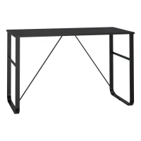 HOMCOM Escritorio Mesa de Ordenador 120x60x74,5 cm con Tablero de Vidrio Templado y Patas de Metal Carga 80 kg Estilo Moderno para Oficina Estudio Dormitorio Negro(m-11)