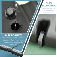 HOMCOM Tabela de Basquetebol Portátil Ajustável em Altura com Base Recarregável para Crianças e Adultos 86x165x302-352 cm Preto(m-5)