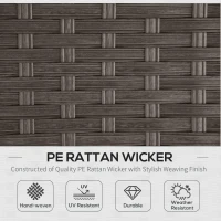 Outsunny 10PCs Garden Rattan Corner Dining Sofa Set 9-Seater Patio Furniture Set Glass Table Stools w/ Cushions & Pillow(m-6)