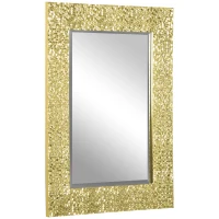 HOMCOM Espejo de Pared 80x60 cm Espejo Decorativo con Marco de Mosaico 3D Estilo Moderno Entrada Dorado(m-1)