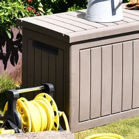 Outsunny Baúl de Almacenamiento Exterior 290L con Asas y Ruedas Incorporados Candado Arcón para Patio Jardín Piscina Carga Máx. 50 kg 124x52,5x56,5 cm Gris Claro(m-6)