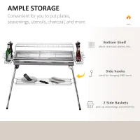 OutSunny Gratar in otel inoxidabil cu Picioare Pliabile, 2 grile 100 x 43 x 68 cm(m-4)