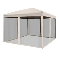 Outsunny Składany pawilon, pawilon ze ścianami, 3 x 3 m, beżowy(m-1)