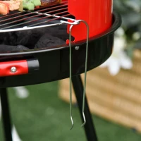 Outsunny barbecue reglabil, 67x51x82cm, negru si rosu(m-10)