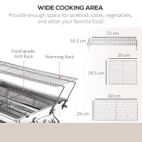 OutSunny Gratar in otel inoxidabil cu Picioare Pliabile, 2 grile 100 x 43 x 68 cm(m-5)