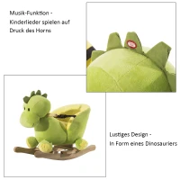 HOMCOM Schommelpaard pluche schommeldier paard liedjes speelgoed kinderen babyschommel(m-4)