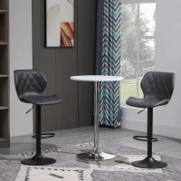 HOMCOM Set 2 Scaune Bar din Piele Sintetica Reglabile Gri(m-2)