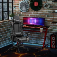 Vinsetto Silla Gaming Ergonómica Silla de Escritorio de Oficina de Cuero Sintético Reclinable con Altura Ajustable Reposabrazos Regulable y Cojines 72x77x126-136 cm Negro y Camuflaje(m-10)