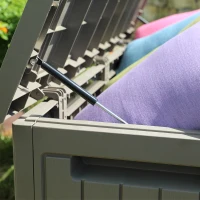 Outsunny Baúl de Almacenamiento Exterior 290L con Asas y Ruedas Incorporados Candado Arcón para Patio Jardín Piscina Carga Máx. 50 kg 124x52,5x56,5 cm Gris Claro(m-5)