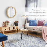HOMCOM Espejo Redondo de Pared 78x78 cm Espejo Decorativo de Madera con 2 Ganchos Estilo Vintage para Salón Dormitorio Comedor Entrada Natural(m-4)