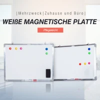 HOMCOM Whiteboard Magnettafel Wandtafel Weißwandtafel magnetisch mit Alurahmen inkl. Boardmarker Boardlöscher und Haftmagneten 90x60cm(m-4)