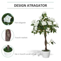Outsunny arbore artificial, camelia, 21 de flori, 90 cm(m-6)