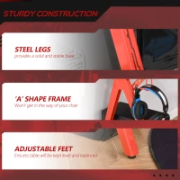 HOMCOM Gaming Desk Computer Table Gamer Workstation with Monitor Shelf, Gamepad Rack, Cup Holder, Headphone Hook, Cable Basket, Black Red(m-4)