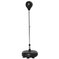 HOMCOM boksballenset stabox fitness bokszak trainingsset 133-151 cm in hoogte verstelbaar met 1 paar handschoenen geschikt voor professionals en beginners zwart(m-11)