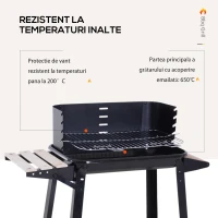 Outsunny Gril cu Carbune Barbecue Picnic Inaltime Reglabila Negru 87x 45 x 83 cm(m-8)