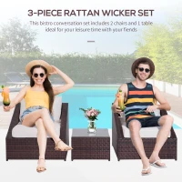Outsunny set 3 piese mobilier de gradina din ratan PE, maro(m-4)