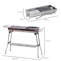 Outsunny Barbecue pe Carbune Pliabil Portabil in Otel 104x33x70cm(m-3)