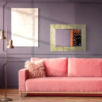 HOMCOM Espejo de Pared 80x60 cm Espejo Decorativo con Marco de Mosaico 3D Estilo Moderno Entrada Dorado(m-5)