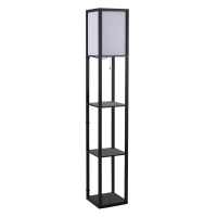 Lampa stojąca z półkami oświetlenie wewnętrzne e27 do 40w drewno czarna 26 x 26 x 160 cm HOMCOM®