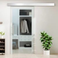 Szklane drzwi przesuwne HOMCOM drzwi przesuwne drzwi do pokoju z uchwytem drążkowym jednostronnie satynowane 2050x775 mm(m-10)