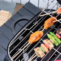 Outsunny Barbecue BBQ Grill de Masa cu Carbune Portabil Pliabil,Fier,Negru, 59x43x36cm(m-10)