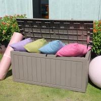 Outsunny Baúl de Almacenamiento Exterior 290L con Asas y Ruedas Incorporados Candado Arcón para Patio Jardín Piscina Carga Máx. 50 kg 124x52,5x56,5 cm Gris Claro(m-7)