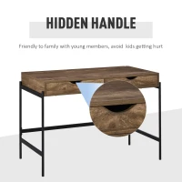 HOMCOM computer desk industrial style desk office table with drawers home office table MDF metal brown + black 110 x 55 x 75 cm(m-5)