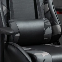 Vinsetto Silla Gaming Ergonómica Silla de Escritorio de Oficina de Cuero Sintético Reclinable con Altura Ajustable Reposabrazos Regulable y Cojines 72x77x126-136 cm Negro y Camuflaje(m-9)
