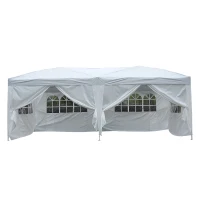 Outsunny 3 x 6 m opvouwbaar paviljoen paviljoen tent partytent tuintent wit raam opvouwbaar(m-9)