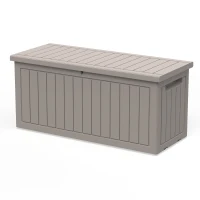 Outsunny Baúl de Almacenamiento Exterior 290L con Asas y Ruedas Incorporados Candado Arcón para Patio Jardín Piscina Carga Máx. 50 kg 124x52,5x56,5 cm Gris Claro(m-8)